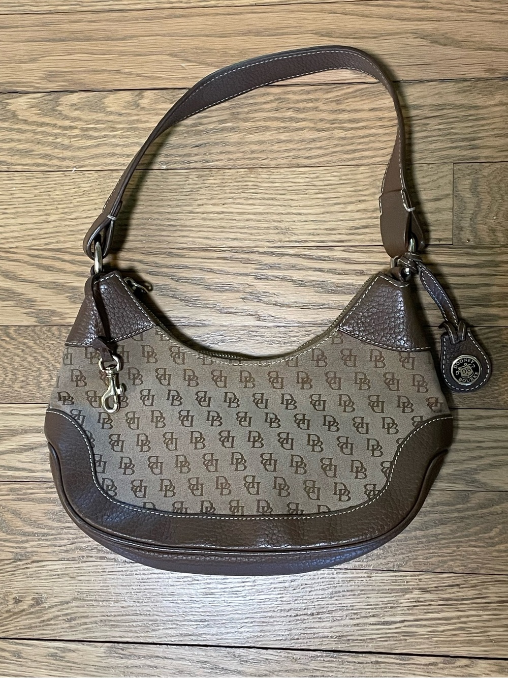 Dooney & Bourke Vintage Signature Monogram Canvas Hobo Shoulder Bag